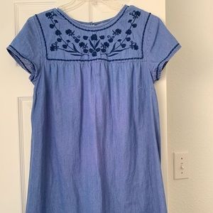 Denim embroidered dress